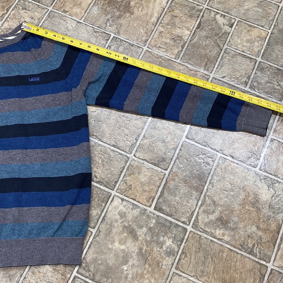 Vans Off the Wall Crewneck Striped Sweater, Size Small, Blue and Grey - Picture 9 of 10